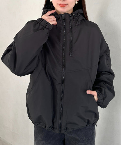 フード付きマウンテンパーカー 裏地キルティングワークアウター | MD2256052 | ブラック