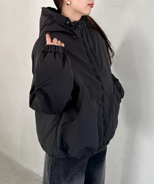 フード付きマウンテンパーカー 裏地キルティングワークアウター | MD2256052 | ブラック