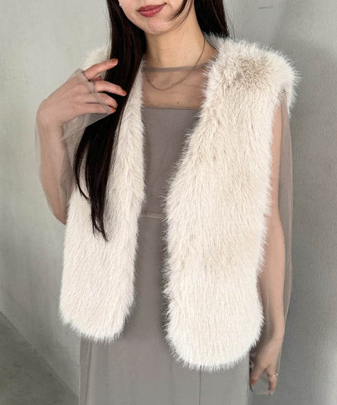 オケージョンショート丈ファーベスト | MD2256053 | アイボリー