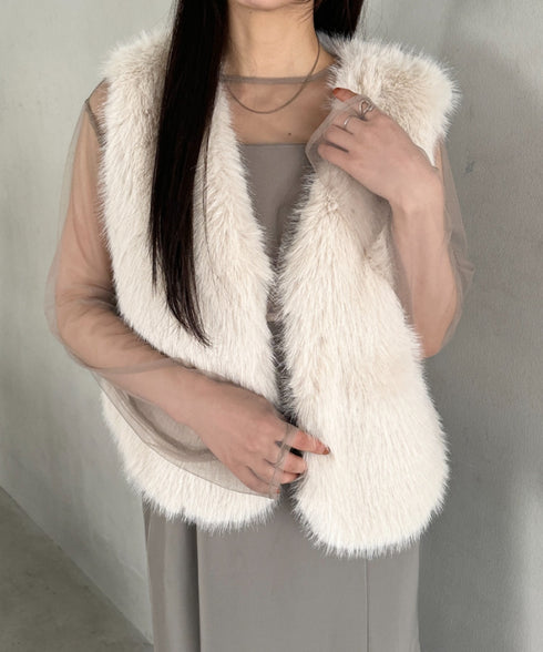 オケージョンショート丈ファーベスト | MD2256053 | アイボリー