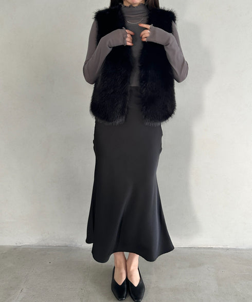 オケージョンショート丈ファーベスト | MD2256053 | ブラック