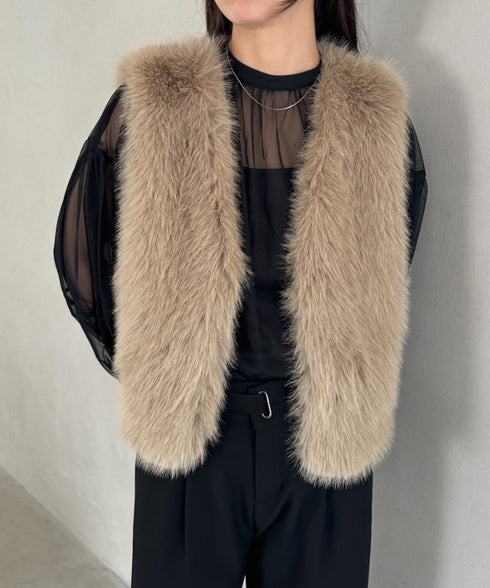 オケージョンショート丈ファーベスト | MD2256053 | ベージュ