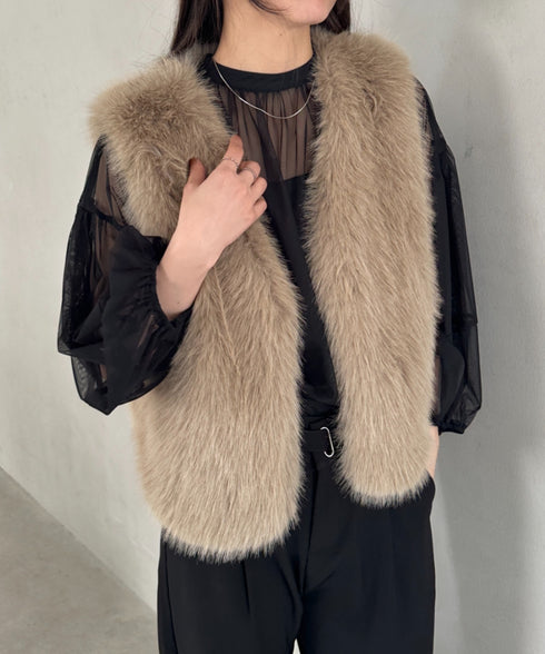 オケージョンショート丈ファーベスト | MD2256053 | ベージュ