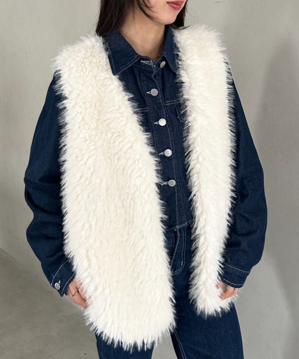 シャギープードルベスト | MD2256054 | アイボリー