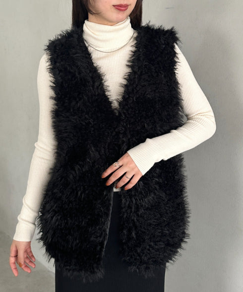 シャギープードルベスト | MD2256054 | ブラック