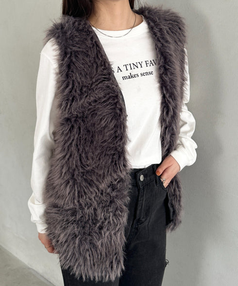 シャギープードルベスト | MD2256054 | チャコールグレー