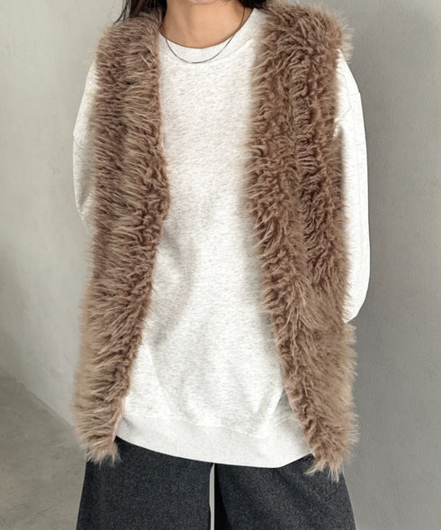 シャギープードルベスト | MD2256054 | ブラウン