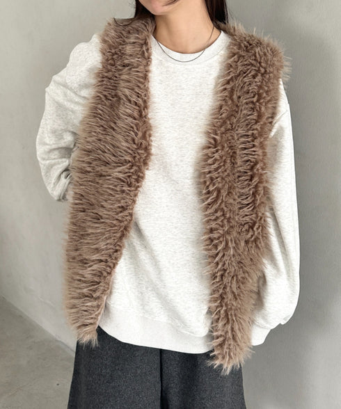 シャギープードルベスト | MD2256054 | ブラウン