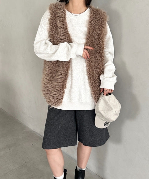 シャギープードルベスト | MD2256054 | ブラウン