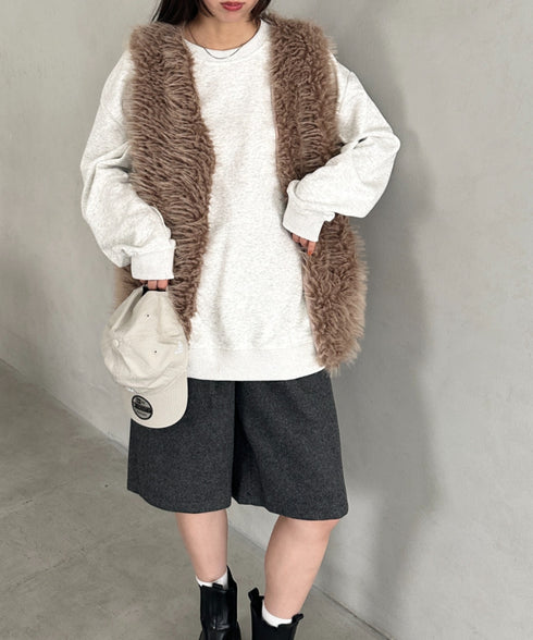 シャギープードルベスト | MD2256054 | ブラウン