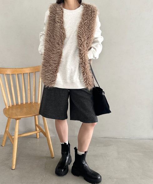 シャギープードルベスト | MD2256054 | ブラウン