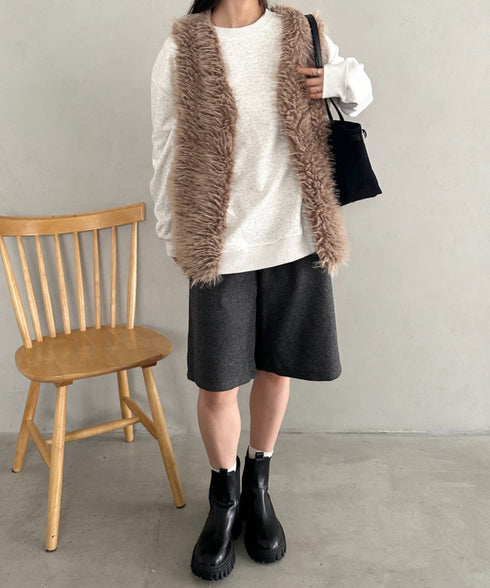 シャギープードルベスト | MD2256054 | ブラウン