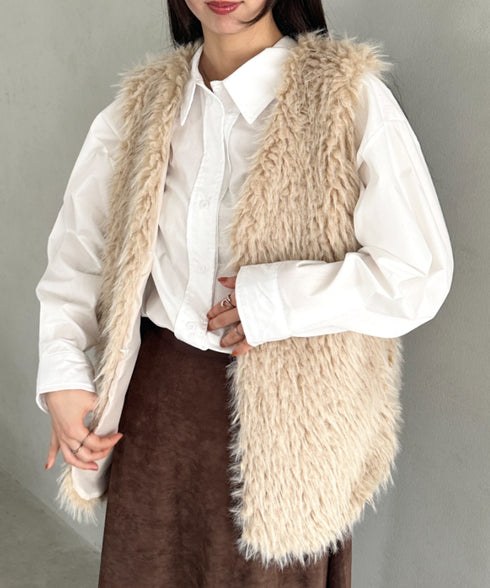 シャギープードルベスト | MD2256054 | ベージュ