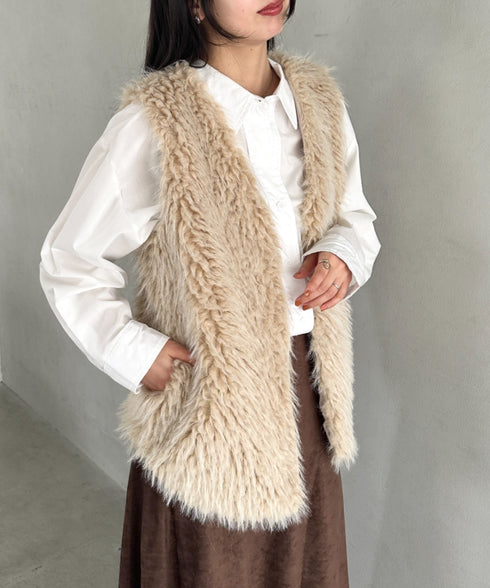 シャギープードルベスト | MD2256054 | ベージュ