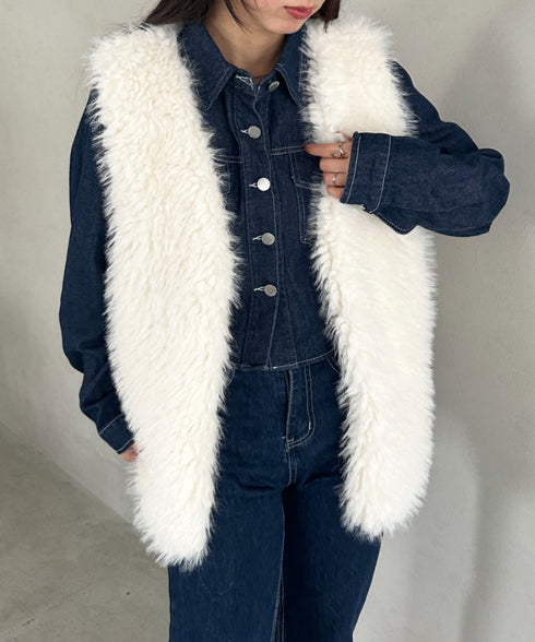 シャギープードルベスト | MD2256054 | アイボリー