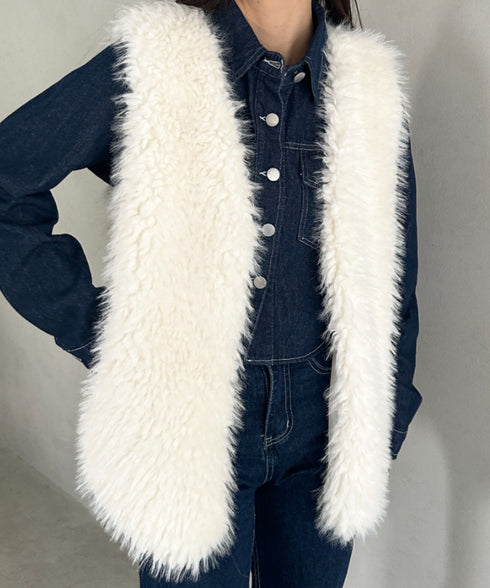 シャギープードルベスト | MD2256054 | アイボリー