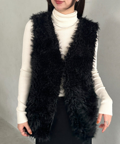 シャギープードルベスト | MD2256054 | ブラック