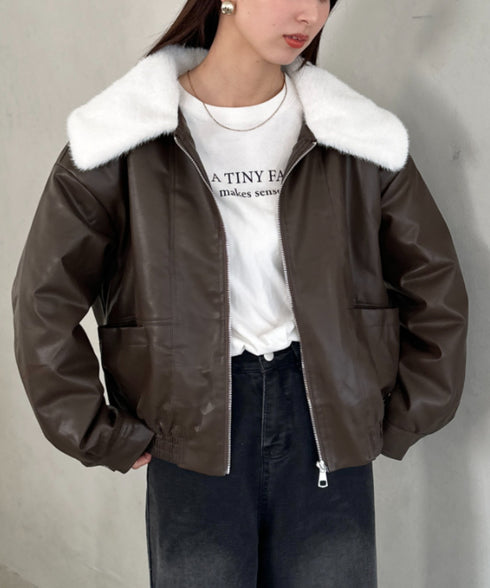 ビッグ襟PUジャケット | MD2256074 | ブラウン