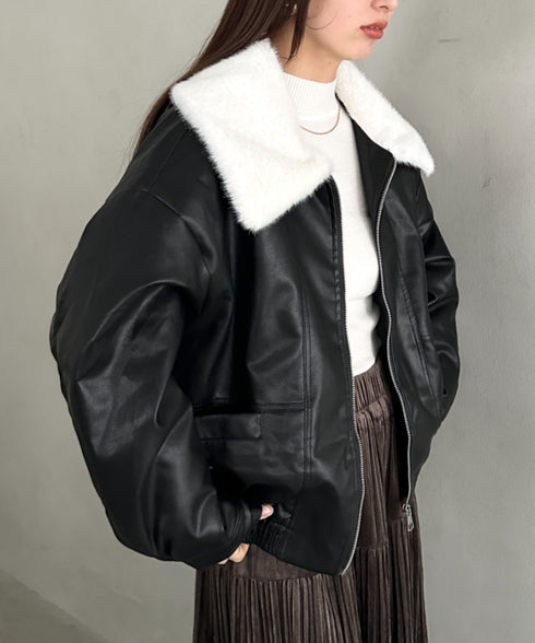 ビッグ襟PUジャケット | MD2256074 | ブラック