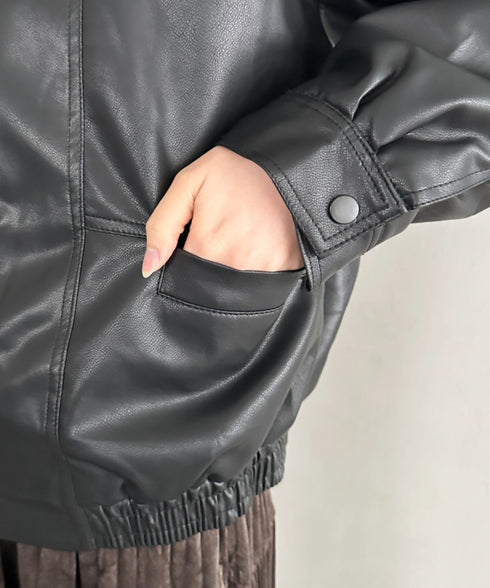 ビッグ襟PUジャケット | MD2256074 | ブラック