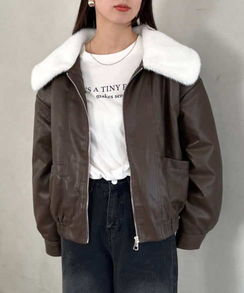 ビッグ襟PUジャケット | MD2256074 | ブラウン