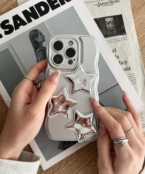 【iPhone13~iPhone16対応】星 デザインスマホケース | WR6256050 | シルバー