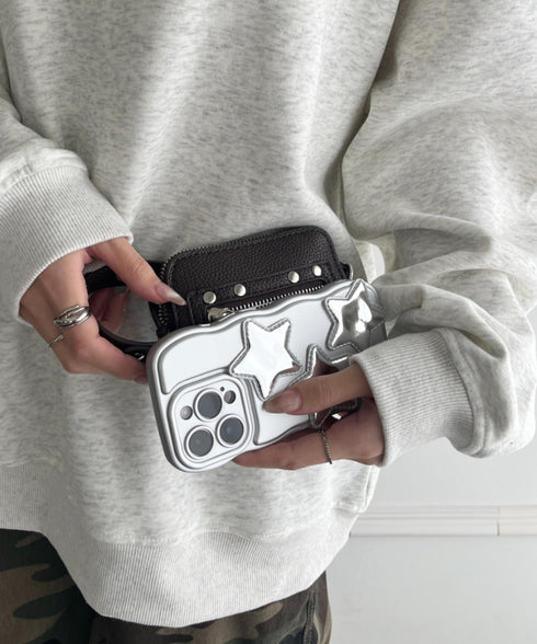 【iPhone13~iPhone16対応】星 デザインスマホケース | WR6256050 | シルバー