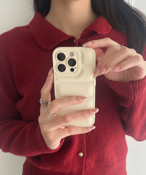 【iPhone13~iPhone16対応】ダウン風デザインスマホケース | WR6256051 | ホワイト