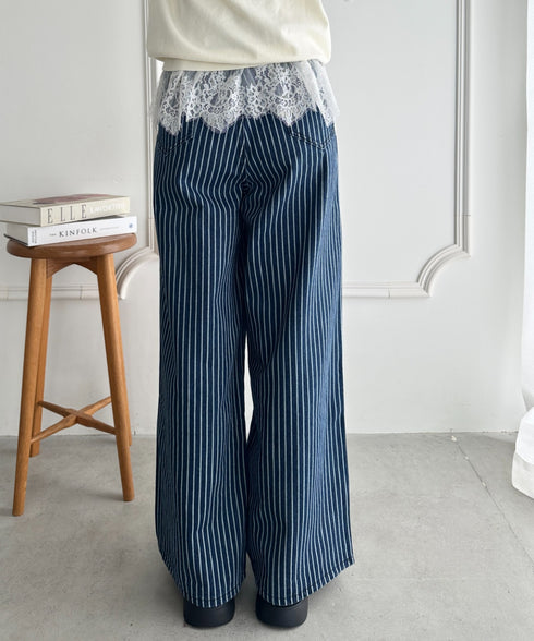 ストライプワイドデニムパンツ | WR2256044 | ブルー