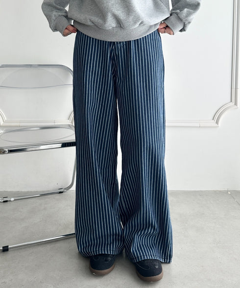 ストライプワイドデニムパンツ | WR2256044 | ブルー