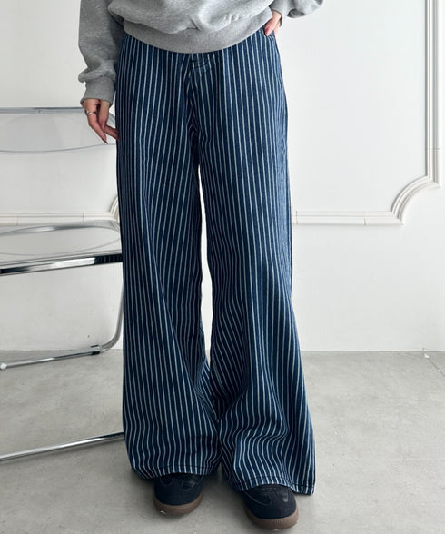ストライプワイドデニムパンツ | WR2256044 | ブルー