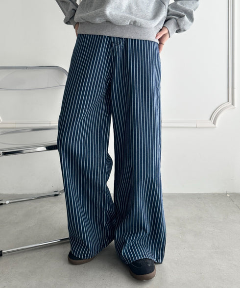 ストライプワイドデニムパンツ | WR2256044 | ブルー