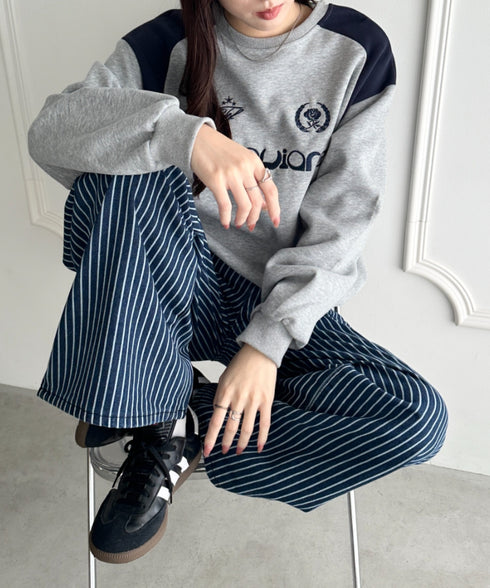 ストライプワイドデニムパンツ | WR2256044 | ブルー