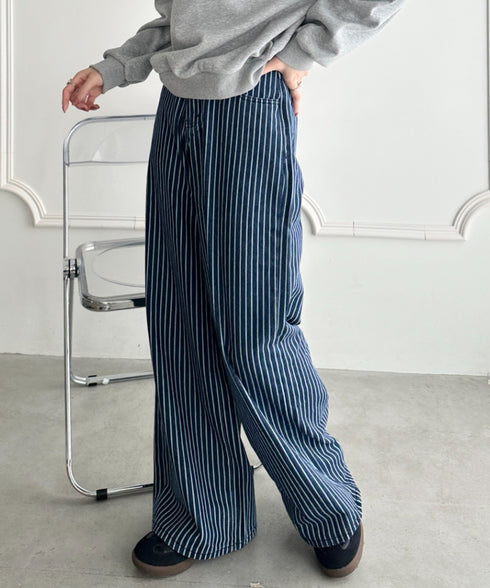 ストライプワイドデニムパンツ | WR2256044 | ブルー