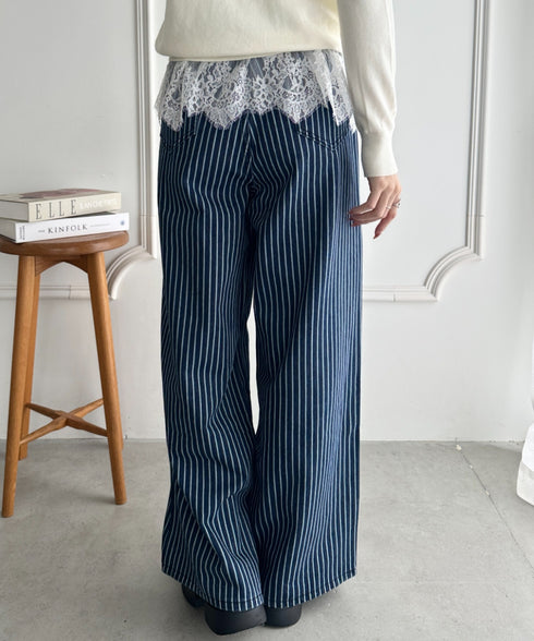 ストライプワイドデニムパンツ | WR2256044 | ブルー