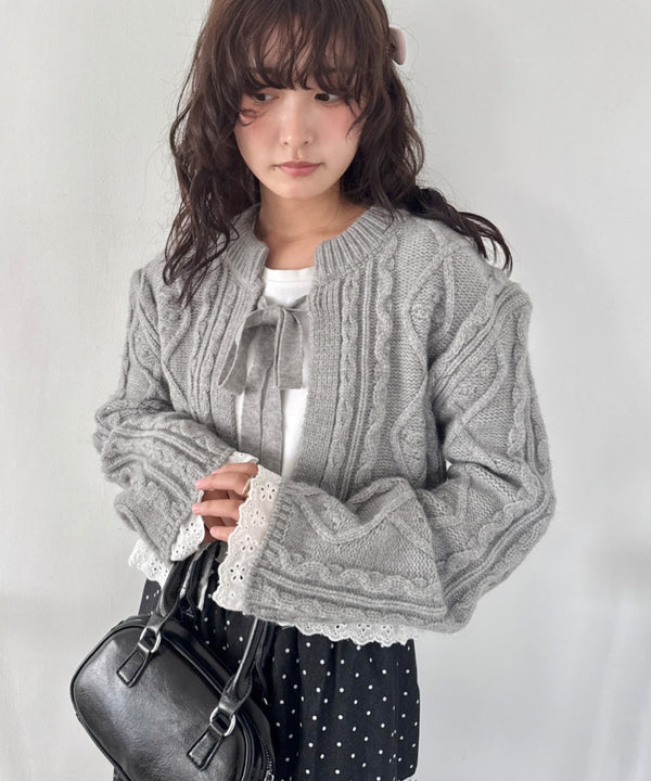 ケーブル編みリボンボレロカーディガン | SL2254021 | グレー