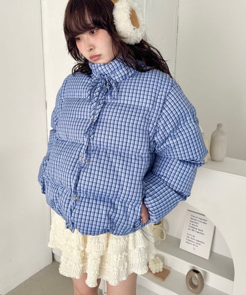 【袖取り外し可能】チェックリボンダウンジャケット/ダウンベスト | SL2254023 | ブルー