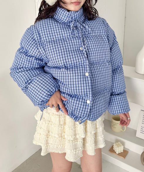 【袖取り外し可能】チェックリボンダウンジャケット/ダウンベスト | SL2254023 | ブルー