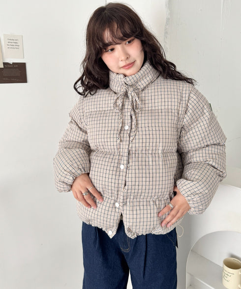 【袖取り外し可能】チェックリボンダウンジャケット/ダウンベスト | SL2254023 | ベージュ