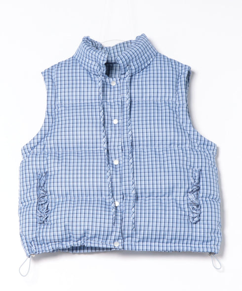 【袖取り外し可能】チェックリボンダウンジャケット/ダウンベスト | SL2254023 | ブルー