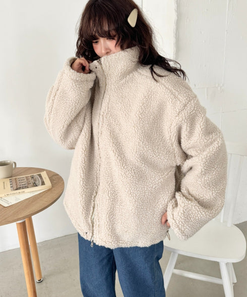 チェックボアリバーシブルブルゾン | SL2254024 | ベージュ