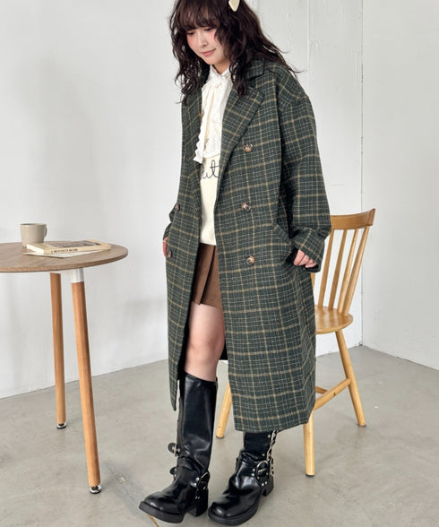 チェックチェスターミドルコート | SL2254025 | グリーン