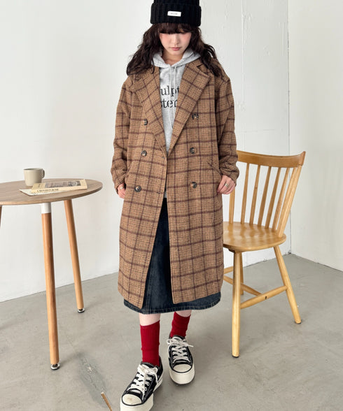 チェックチェスターミドルコート | SL2254025 | キャメル