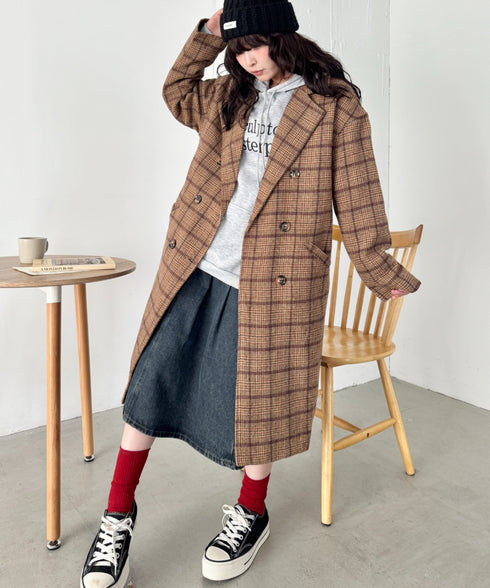 チェックチェスターミドルコート | SL2254025 | キャメル