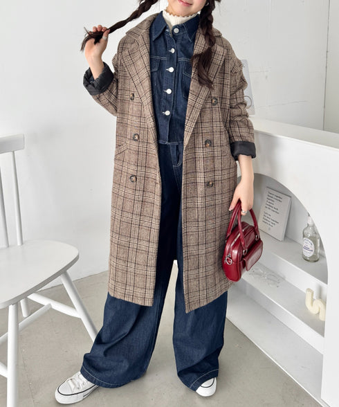 チェックチェスターミドルコート | SL2254025 | ブラウン