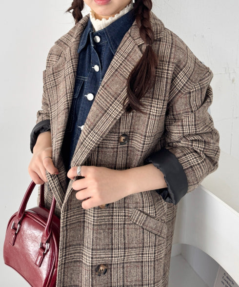 チェックチェスターミドルコート | SL2254025 | ブラウン