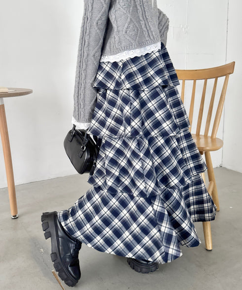 チェックフリルカンカンスカート | SL2256113 | ネイビー