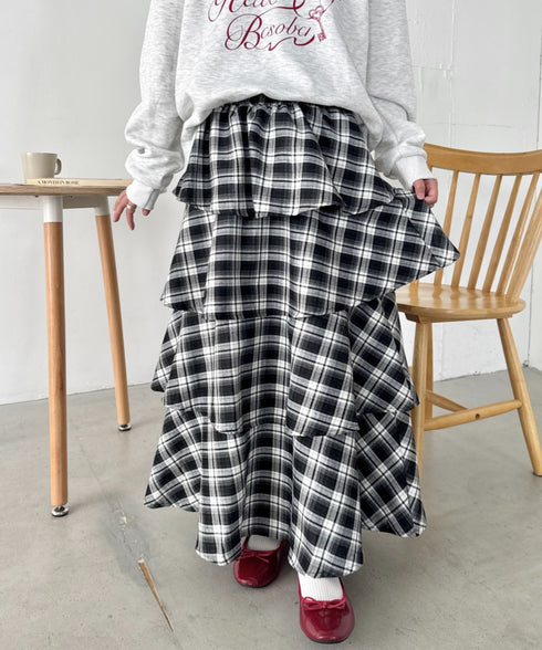 チェックフリルカンカンスカート | SL2256113 | ブラック