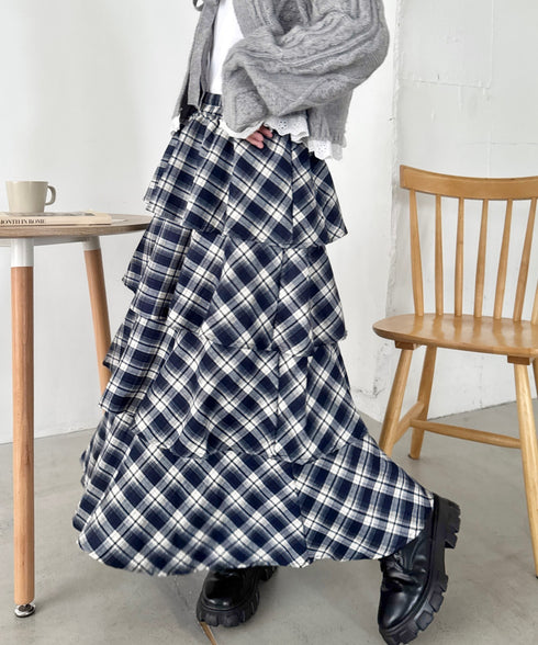 チェックフリルカンカンスカート | SL2256113 | ネイビー