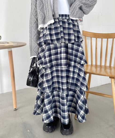 チェックフリルカンカンスカート | SL2256113 | ネイビー